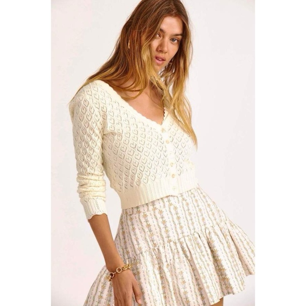 loveshackfancy  Janie Cardigan Cream Size Medium Organic Cotton